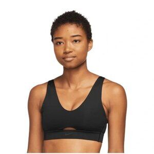 NIKE Dri-FIT Indy V-Neck Plunge Cutout Sports Bra Pullover Black Women's Large